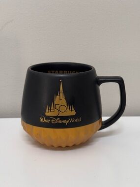 Starbucks Walt Disney World 50th Anniversary Castle Mug Black Gold 12oz